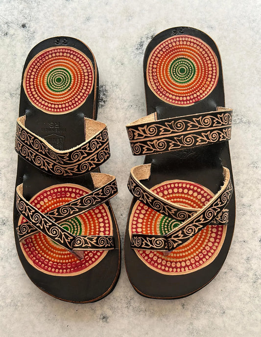 Black Leather Premium Sandals for women, Handmade Multi Strap Summer Sandals